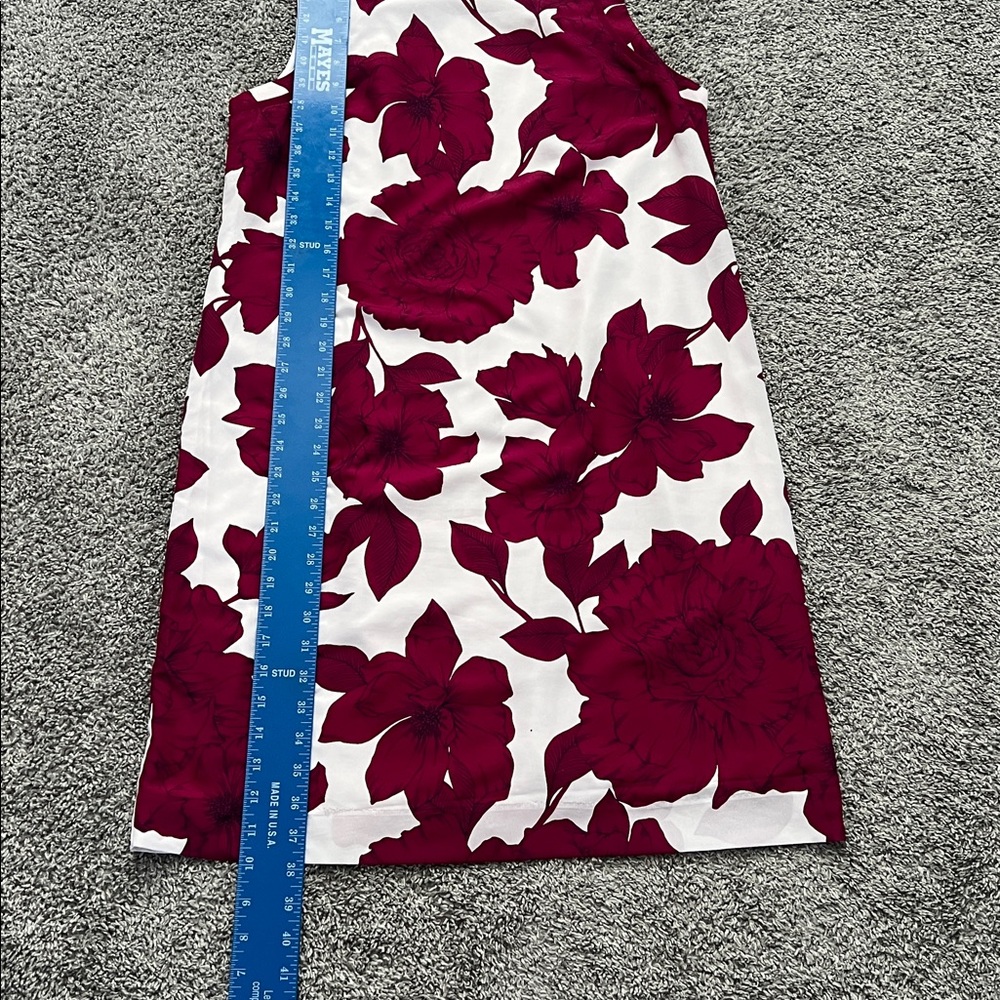 Banana Republic Women’s White & Burgundy Floral Sleeveless Shift Dress - Size 12 - Picture 8 of 9